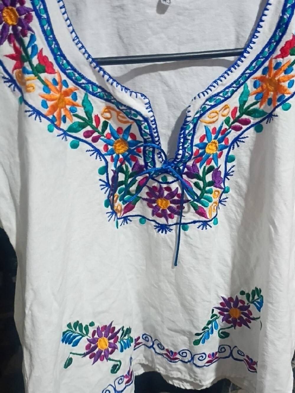 White Embroidered Floral Women’s Peasant Top